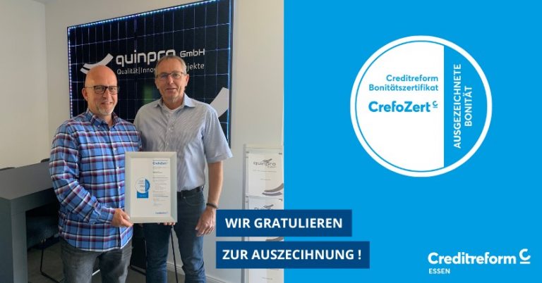 CrefoZert für Quinpro GmbH: Vertrauensbeweis in unsere finanzielle Stärke